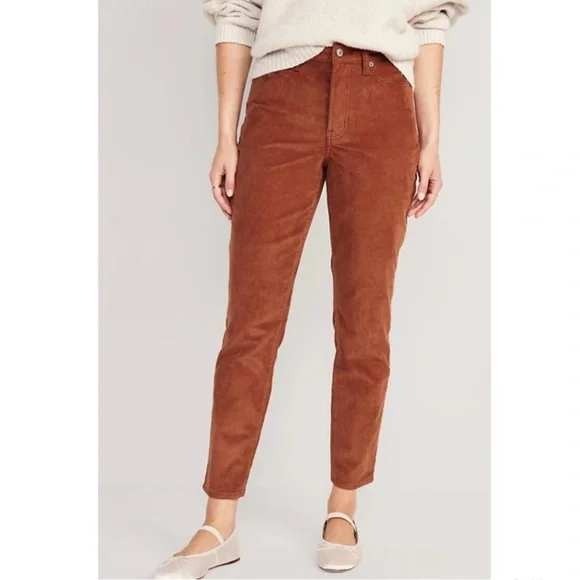 OLD NAVY HIGH RISEOG STRAIGHT BURNT ORANGE COURDUROY PANTS SZ 14P NWOT - Picture 1 of 6